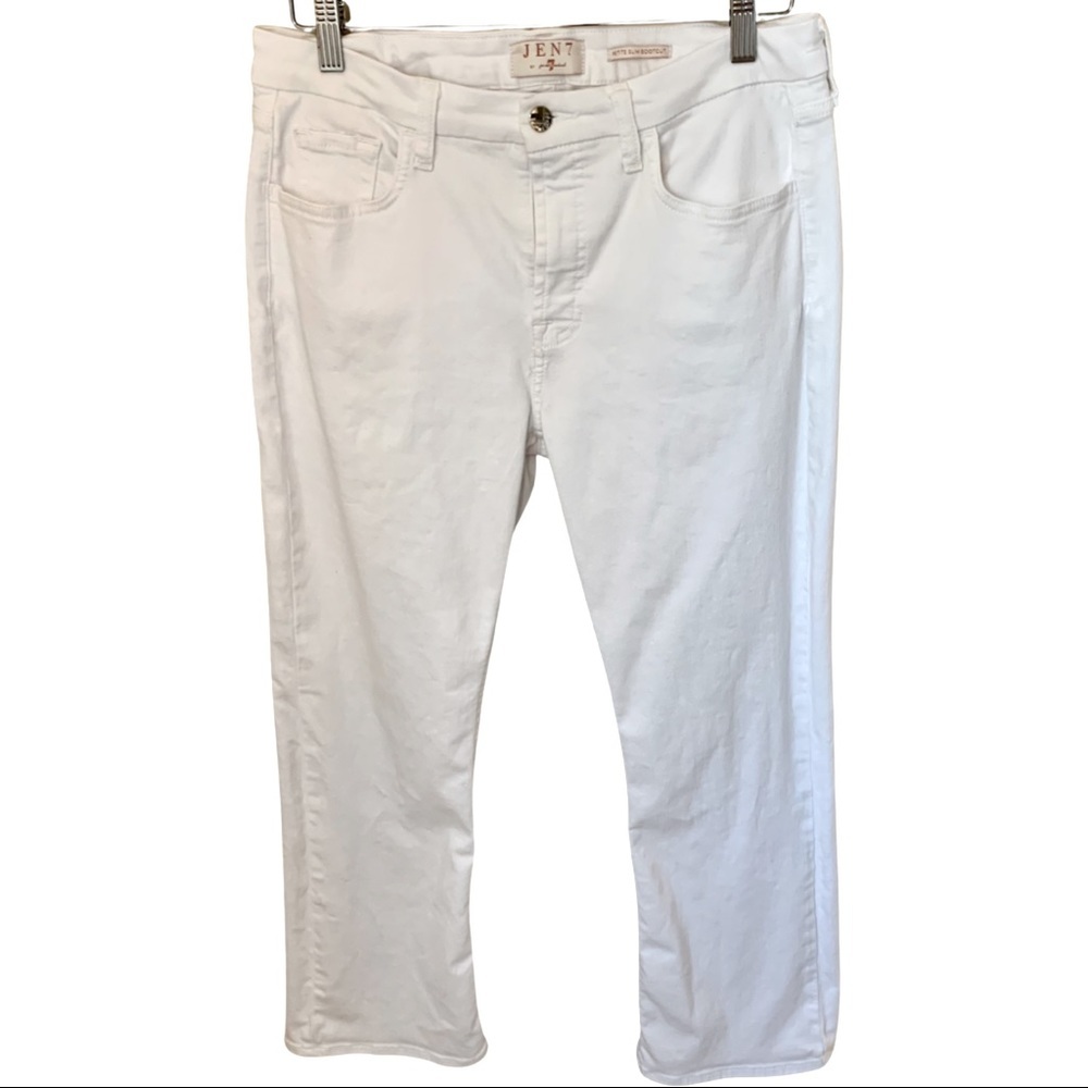 7 FOR ALL MANKIND Jen 7 Petite White Slim Bootcut Jeans Stretch Denim Midrise - Picture 8 of 12